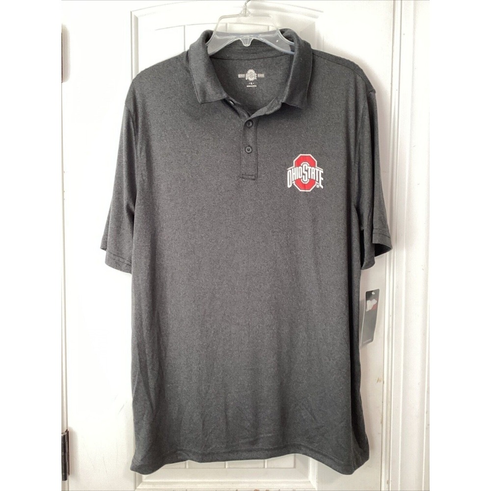 New Ohio State Buckeyes OSU Varsity Button Up Gray Polo Shirt NWT Men's L